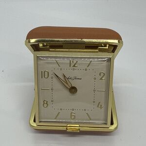Seth Thomas Travel Alarm Clock – Vintage Wind Up Folding Case – Works